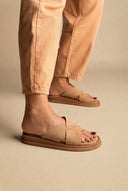 Leather Sandals - Beige Suede