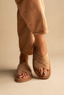 Sandales en cuir - Daim beige