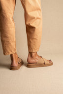 Leather Sandals - Beige Suede