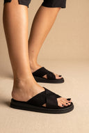 Ledersandalen – Black Veloursleder