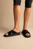 Ledersandalen – Black Veloursleder