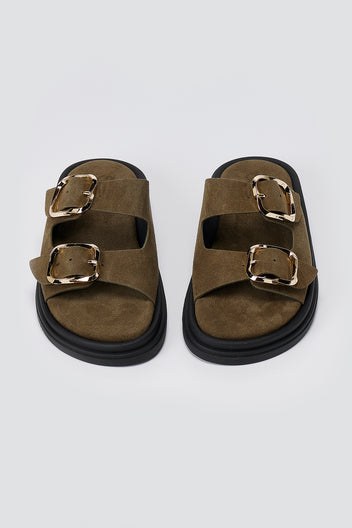 Sandalias de plataforma - Ante oliva