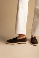 Άνετα μοκασίνια με μεταλλική λεπτομέρεια - Καφέ Σουέντ