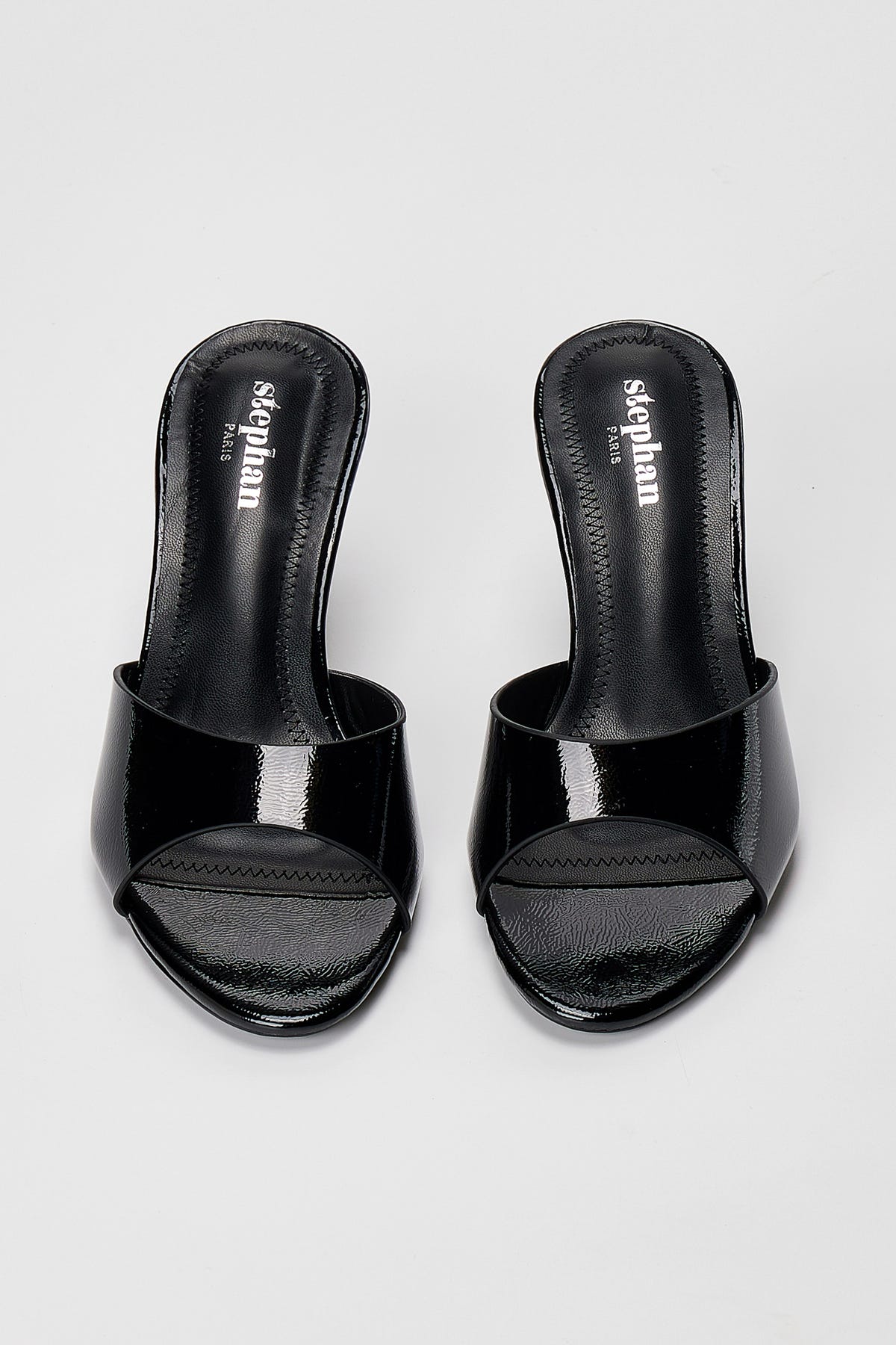 Heel Mules Wide Strap - Black Patent