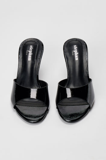Heel Mules Wide Strap - Black Patent