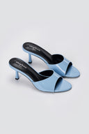 Heel Mules Wide Strap - Light Blue Patent