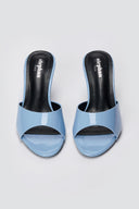 Heel Mules Wide Strap - Light Blue Patent