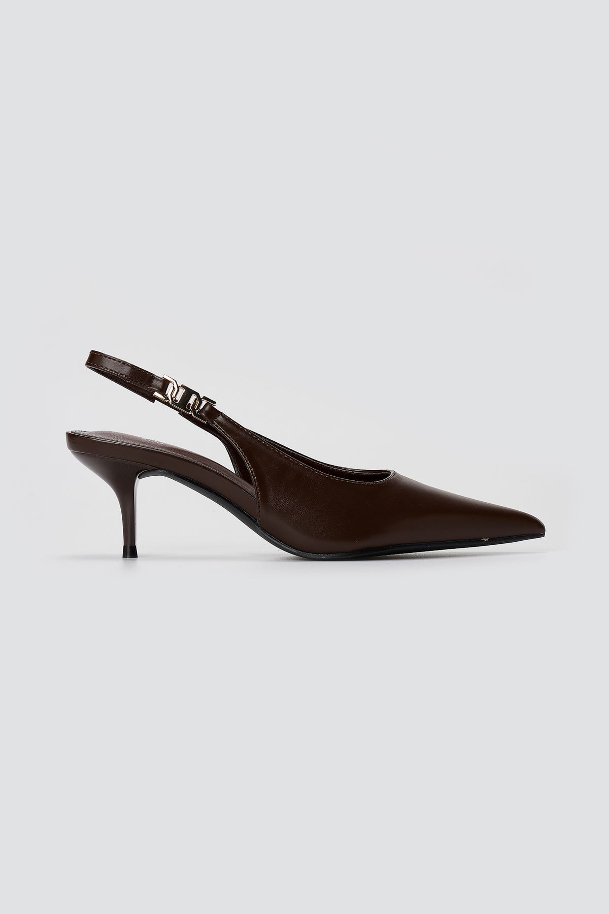 Slingback Pumps Kitten Heel - Brown Matte