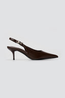 Slingback Pumps Kitten Heel - Brown Matte