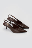 Γόβες Slingback Kitten Heel - Καφέ Ματ