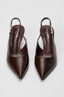 Γόβες Slingback Kitten Heel - Καφέ Ματ