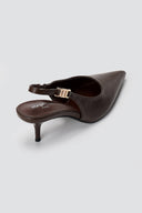 Γόβες Slingback Kitten Heel - Καφέ Ματ