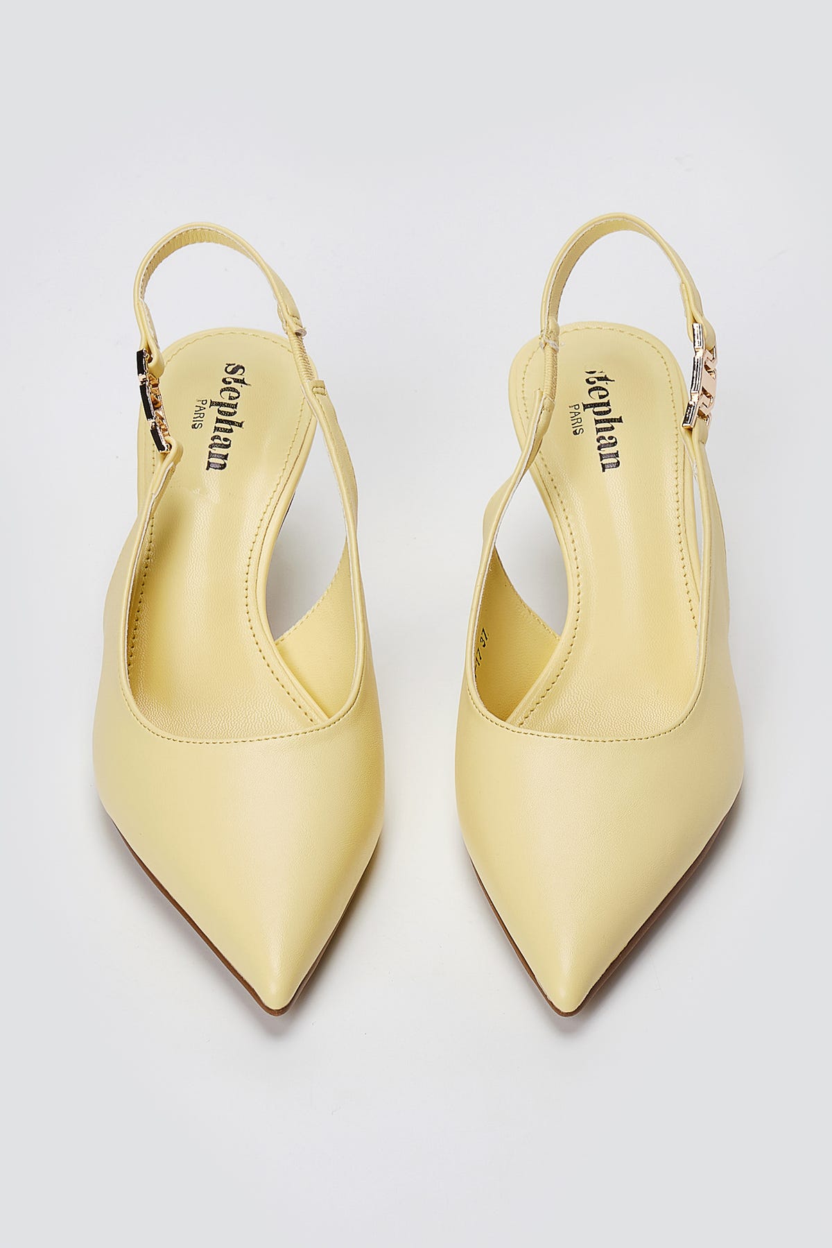 Slingback Pumps Kitten Heel - Yellow Matte