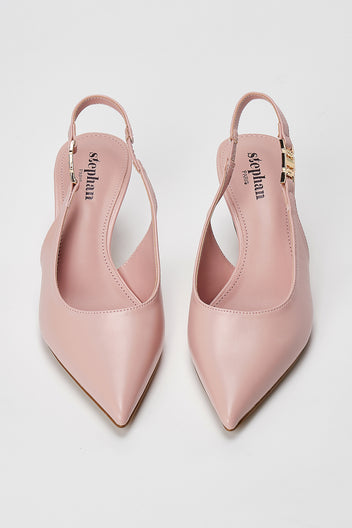 Slingback Pumps Kitten Heel - Pink Matte