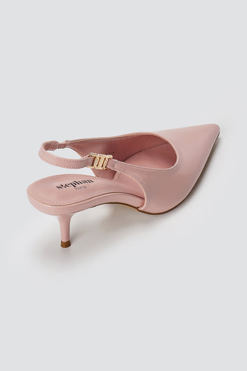 Slingback Pumps Kitten Heel - Pink Matte