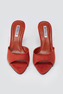 Slim Heel Mules Wide Strap - Terracotta suede-Slim Heel Mules Wide Strap - Terracotta suede