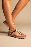 Comfort Leather Sandals Buckle - Rose Gold-Comfort Leather Sandals Buckle - Rose Gold