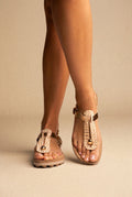 Comfort Leather Sandals Buckle - Rose Gold