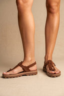 Sandales confort à boucle, ajustement réglable - suède marron