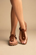 Comfort Buckle Sandals Adjustable Fit - Brown Suede