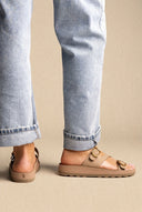 Buckle Comfort Sandals - Olive Suede-Buckle Comfort Sandals - Olive Suede