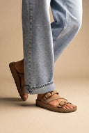 Buckle Comfort Sandals - Olive Suede-Buckle Comfort Sandals - Olive Suede