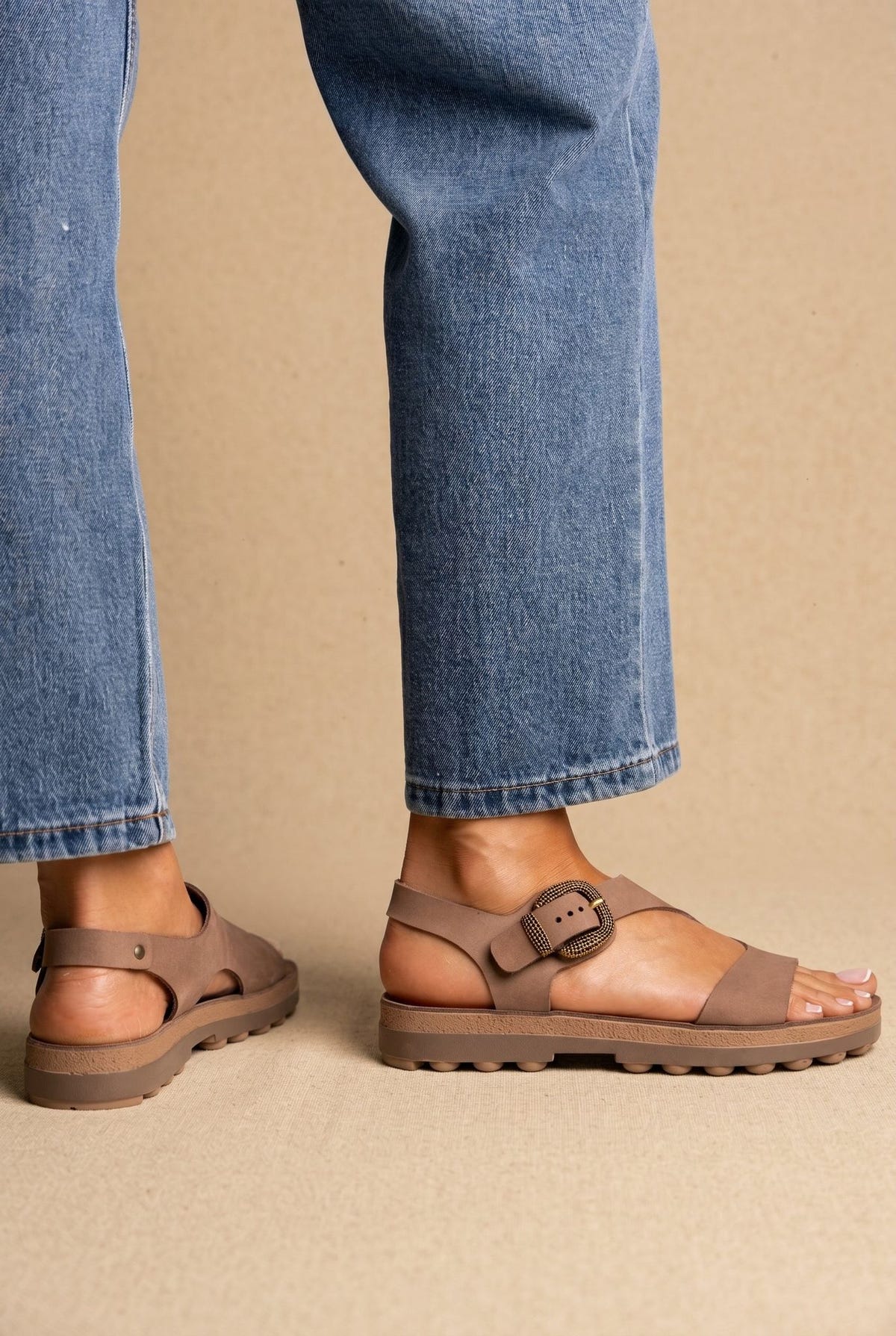 Buckle Comfort Sandals - Taupe Suede-Comfort Sandals, Leather Sandals, Sandals, Shoes, Fantasy Sandals, Women’s Collection, All, Summer Shoes Sale, Summer Sandals Sale, Sales, All but outlet, Last Pieces Shoes, Editor’s Choice, Shoes Sales, Recommended products (Seguno), Gifts 70€ & Under, The Fashion Edit, Last Pieces, Leather Shoes, SS 2026 Collection, Sandals New & Selected, Spring/Summer Collection, Sandals SALE