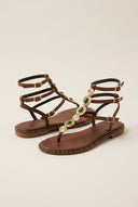 Leather Ankle Strap Sandals Metal Detail - Brown Matte-Leather Sandals, Sandals, Shoes, Iris Sandals, Women’s Collection, All, Summer Shoes Sale, Summer Sandals Sale, Sales, All but outlet, Editor’s Choice, Shoes Sales, Recommended products (Seguno), Gifts 100€ & Under, The Fashion Edit, Leather Shoes, Boho Collection, SS 2026 Collection, Sandals New & Selected, Thong Sandals, Spring/Summer Collection, Sandals SALE