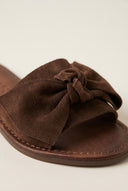 Bow Detail Sandals - Brown Suede