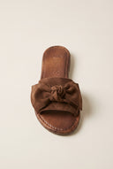 Bow Detail Sandals - Brown Suede