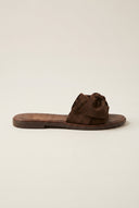 Bow Detail Sandals - Brown Suede