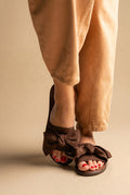 Bow Detail Sandals - Brown Suede