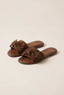 Bow Detail Sandals - Brown Suede