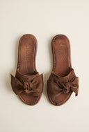 Bow Detail Sandals - Brown Suede