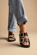 Buckle Sandals Lightweight Sole - Black Matte