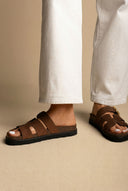 Buckle Sandals Anatomical Footbed - Brown Suede