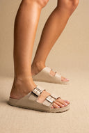 Buckle Slides Anatomical Footbed - Beige
