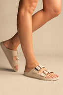Buckle Slides Anatomical Footbed – Beige