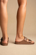 Buckle Slides Anatomical Footbed – Bronze