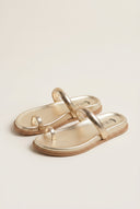 Toe Ring Flatform Sandals - Gold Metallic