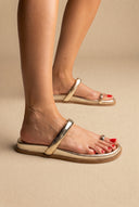 Toe Ring Flatform Sandals - Gold Metallic