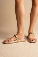 Toe Ring Flatform Sandals - Gold Metallic