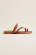 Toe Ring Sandals Braided Straps - Tan Matte