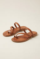 Toe Ring Sandals Braided Straps - Tan Matte