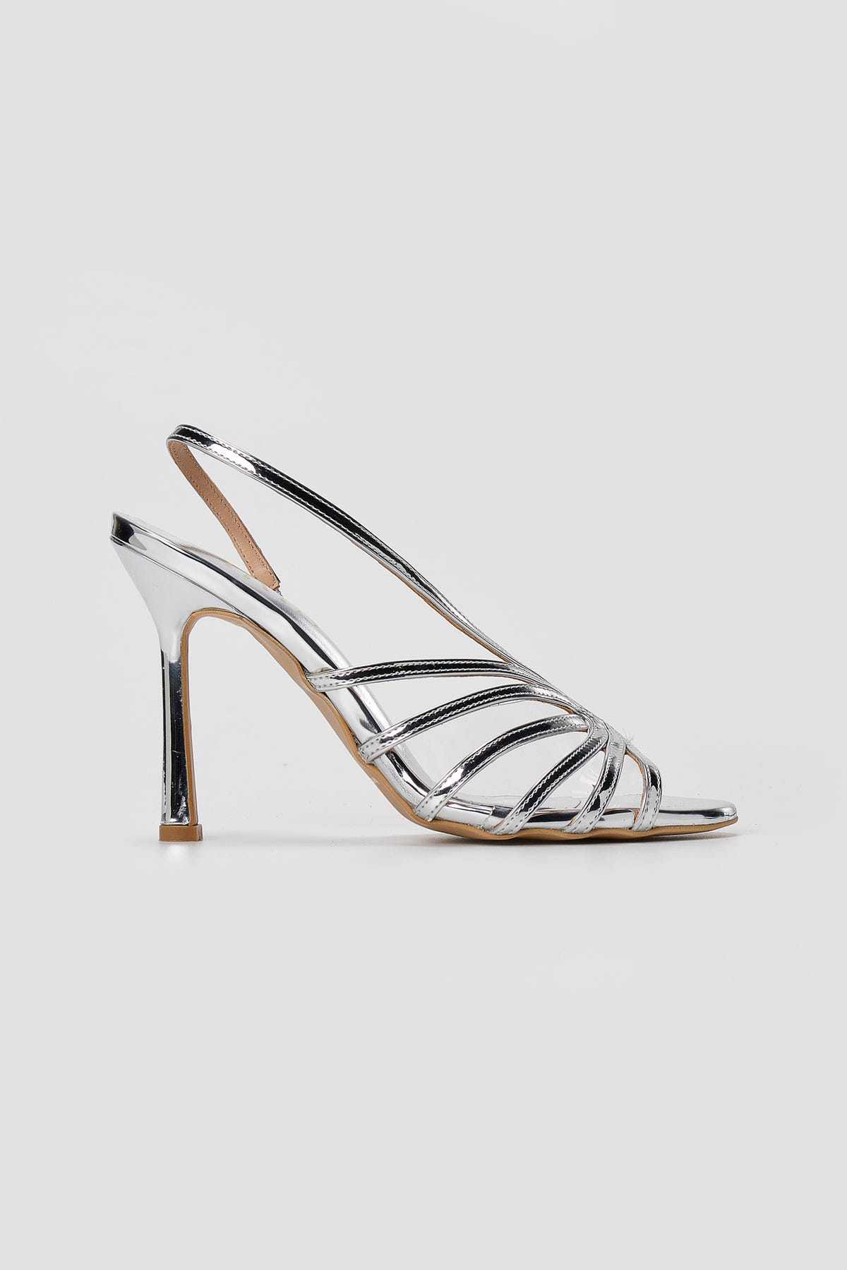 Strappy Sandali Slim tacco - Argento Mirror