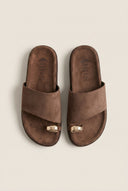 Toe Ring Flatform Sandals - Brown Suede