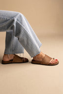 Toe Ring Flatform Sandals - Taupe Suede