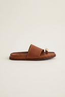 Toe Ring Flatform Sandals - Tan Matte