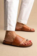 Toe Ring Flatform Sandals - Tan Matte