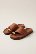 Toe Ring Flatform Sandals - Tan Matte